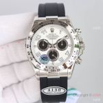 Clean Rolex Cosmograph Daytona 4130 White Arabic Rubber Strap Watches